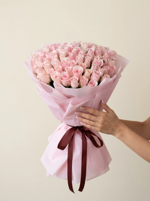 100 Adet Pembe Gül Buketi